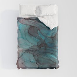 Blue Black Alcohol Ink Painting Duvet Cover