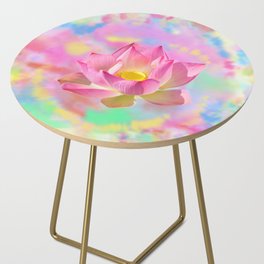 Lotus Flower Blossom with Watercolor Art Side Table