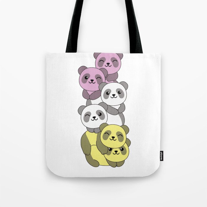 Twink Flag Pride Lgbtq Cute Panda Pile Tote Bag