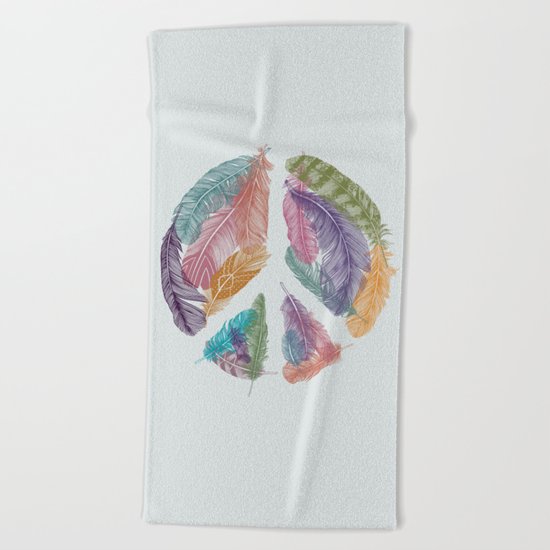 Feathers for Peace (Peace Sign) Beach Towel
