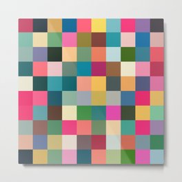 Multicolor Pixel Tiles Art - Kumulipo Metal Print | Streifen, 70Er, Lifestyle, Modern, Retro, Yoga, 60Er, Quadrat, Bunt, Life 