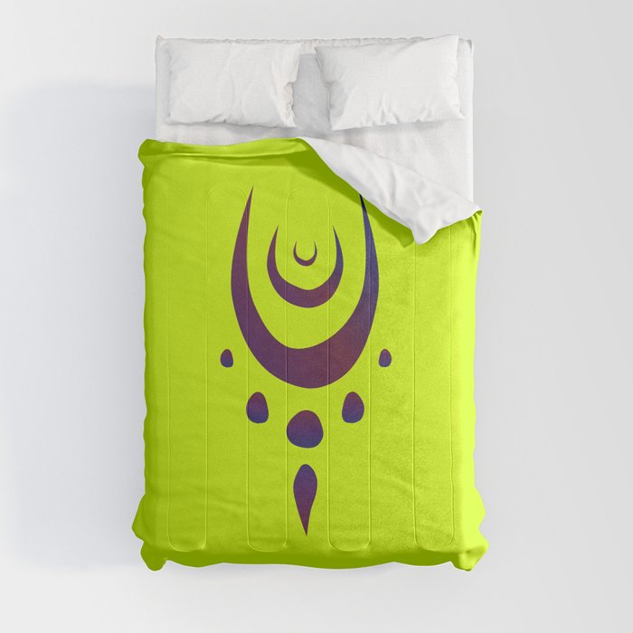 Purple dream catcher on a bright acid yellow background Comforter