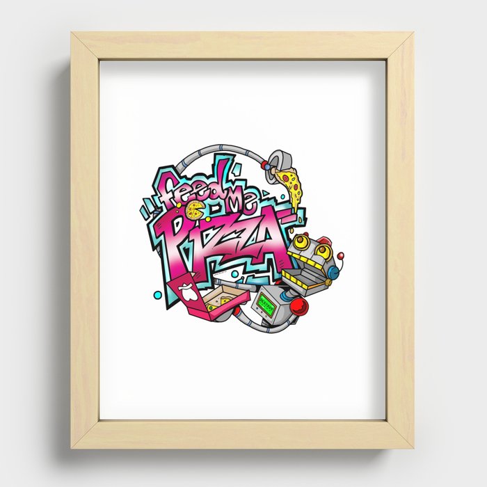 Feed Me Pizza Recessed Framed Print