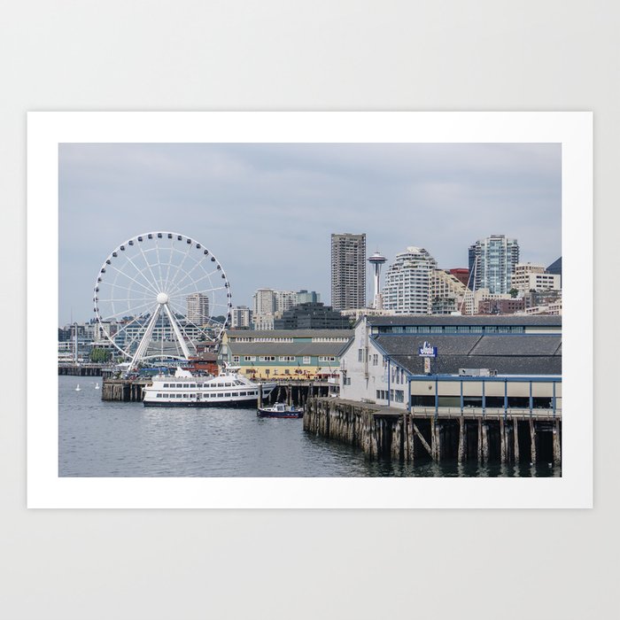 Seattle Pier 57 Urban Landscape  Art Print