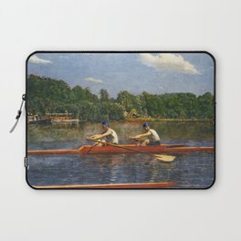 Boston's Head of the Charles River Regatta crew rowing sculling Biglin Brothers racing boats landscape masterpiece by Thomas Eakins Boston's Head of the Charles Regatta Laptop Sleeve