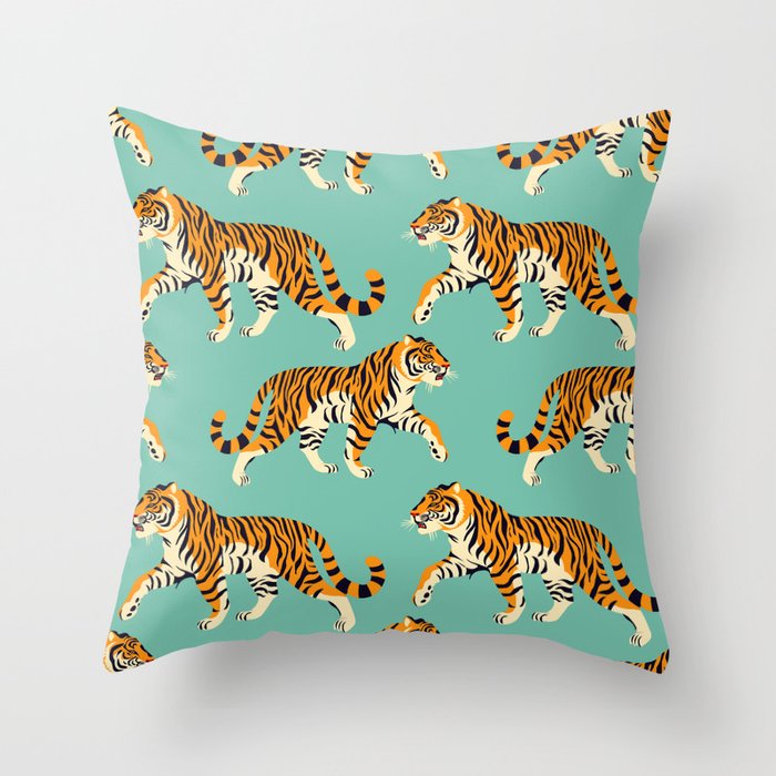 Wildlife Tiger Pattern - Neptune Throw Pillow