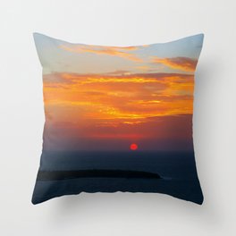 Sunset in Oia Santorini cv Throw Pillow