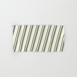 [ Thumbnail: Gray & Beige Colored Lines/Stripes Pattern Hand & Bath Towel ]