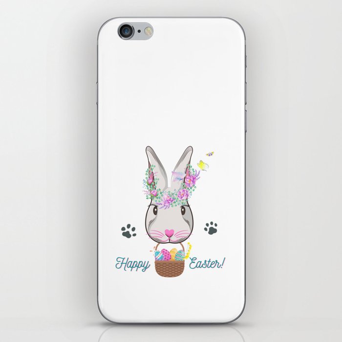 Cute BUNNY Easter Design with Bright eggs and butterflies Great Gift iPhone Skin