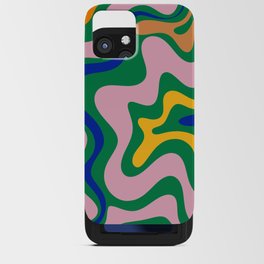 Vibrant Vivid Retro Liquid Swirl Abstract Pattern Green Pink Yellow Blue iPhone Card Case