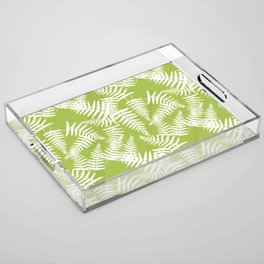 Light Green And White Fern Leaf Pattern Acrylic Tray
