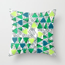 Watercolor Christmas Tree Pattern Throw Pillow