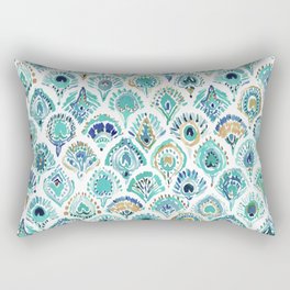 PEACOCK MERMAID Nautical Scales and Feathers Rectangular Pillow