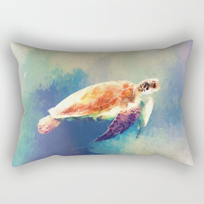 Sea Turtle Painting Rectangular Pillow