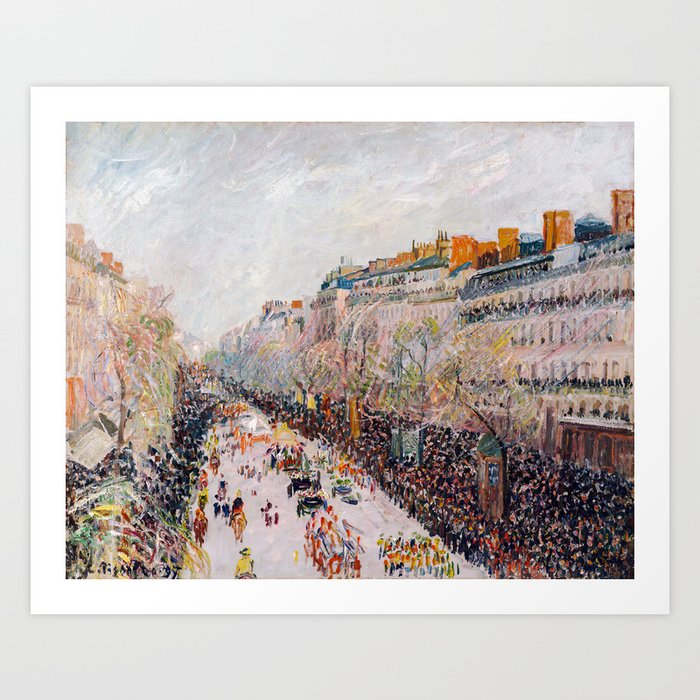 Camille Pissarro - Boulevard Montmartre, Mardi Gras on the Boulevards Art Print