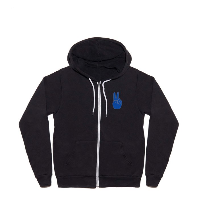 Blue Peace Out Sign Full Zip Hoodie