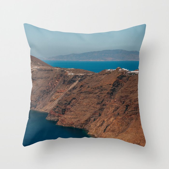 View over the Volcanic Greek Island Santorini | Landscape, Nature and Travel Photography in Greece, Europe Throw Pillow