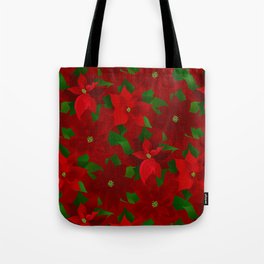 Red Christmas Ponsettia - Red Floral Tote Bag