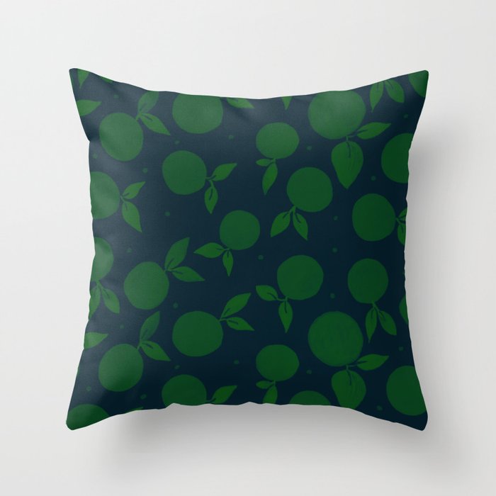 Abstract tangerine pattern - green and blue Throw Pillow