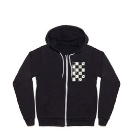 Checkered Dice Pattern (Creamy Milk & Dark Charcoal Color Palette) Zip Hoodie