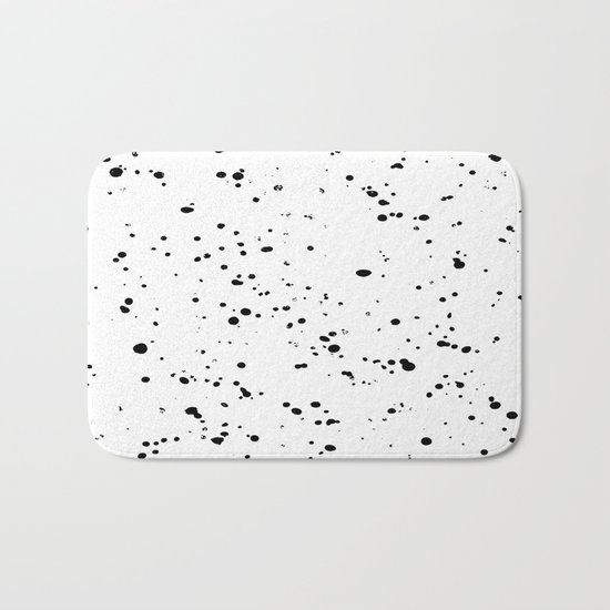 Paint Spatter Black on White Bath Mat