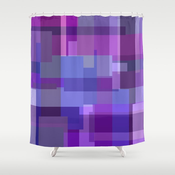 Blue violet Rectangles Geometric pattern Shower Curtain