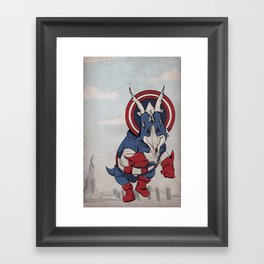 Captain Ameritops - Superhero Dinosaurs Series Framed Art Print