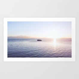 Dreamy Sunset ft. Boat Art Print