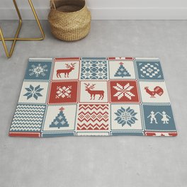 Christmas pattern in patchwork style. Traditional ornamental background.  Rug