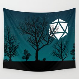Starry Night Forest D20 Dice Moon Wall Tapestry
