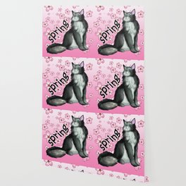 White Cat Wallpaper For Any Decor Style Society6