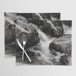 Tumbling Cascading Waters of the Scottish Highlands in Black and White Placemat