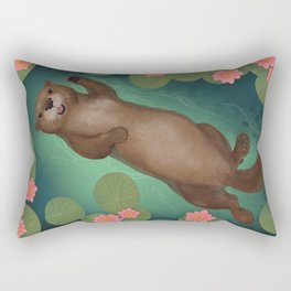 swimming otter Rectangular Pillow