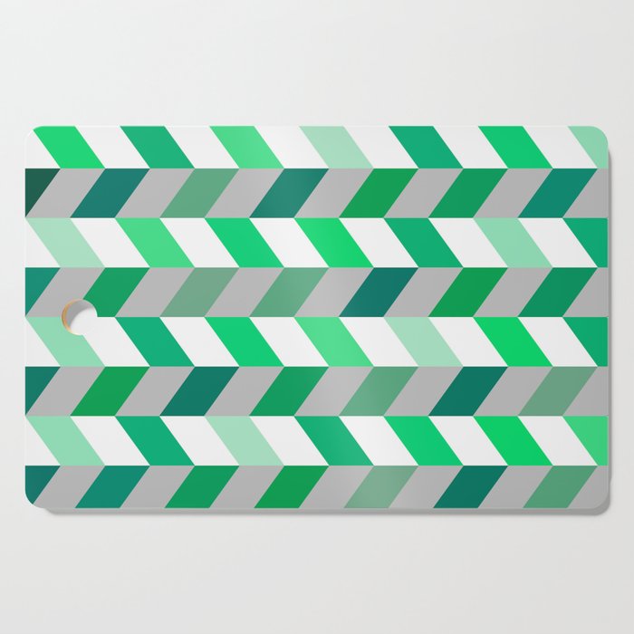 Abstract Dark Green Light Green and White Zig Zag Background. Cutting Board