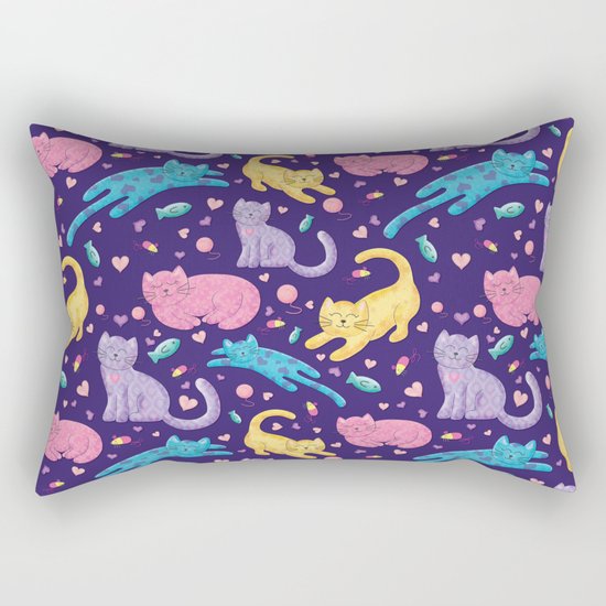 Playful Kittens Pattern Rectangular Pillow