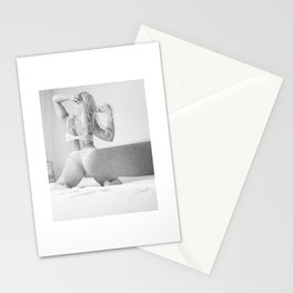 Woman in sexy lingerie posing on a bed  Stationery Card
