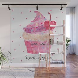 Sweet As Sugar Cupcake - Pink Wall Mural