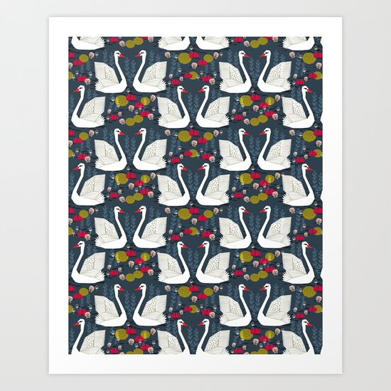 Swans by Andrea Lauren Art Print