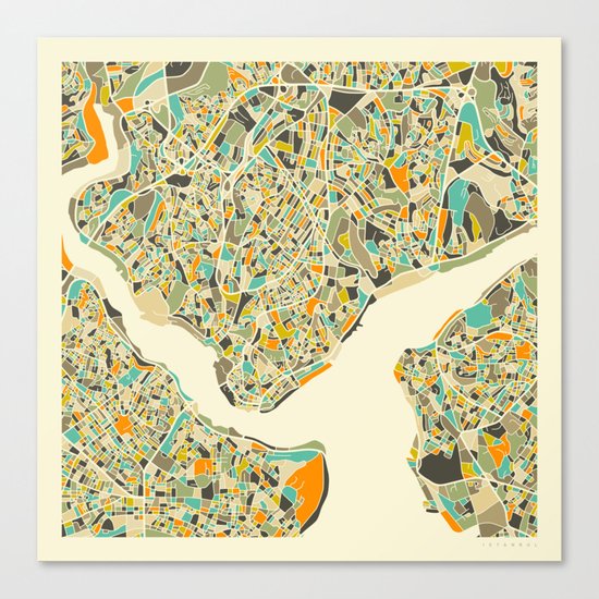 Istanbul Map Canvas Print