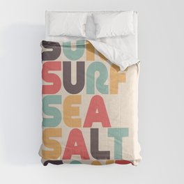 Sun Surf Sea Salt Sand Typography - Retro Rainbow Comforter