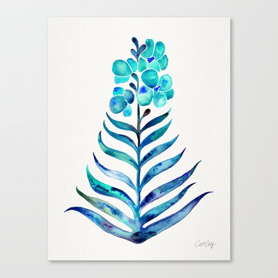 Blooming Orchid – Navy & Turquoise Palette Canvas Print
