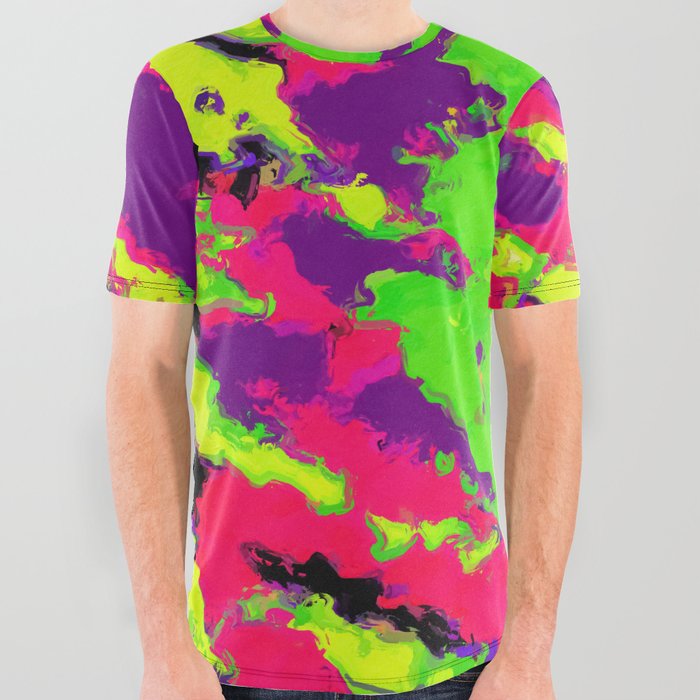 green and purple graphic tee