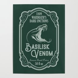 Potion label, basilisk venom label, witch's brew, halloween, bottle label Poster