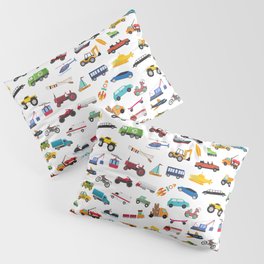 Little Boy Things That Move Vehicle Cars Pattern for Kids Pillow Sham