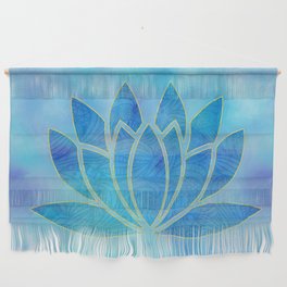 Blue Watercolor Lotus Flower Art Wall Hanging