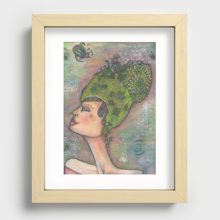 Lady of Birds Recessed Framed Print