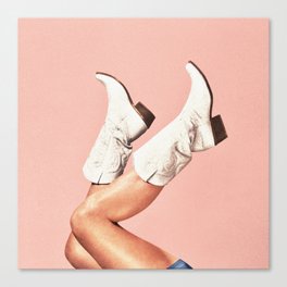 These Boots - Peach / Pink Canvas Print