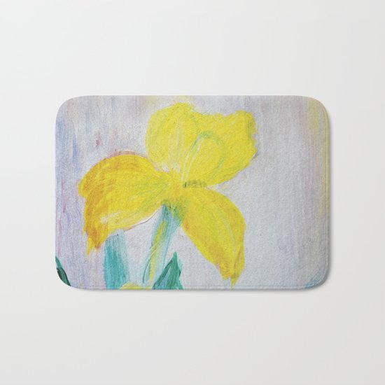 yellow summer iris Bath Mat