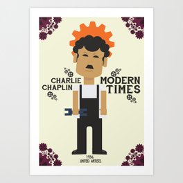 Charlie Chaplin, Modern Times, minimal movie poster Art Print