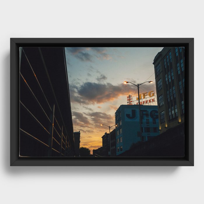Old City Sunrise Framed Canvas